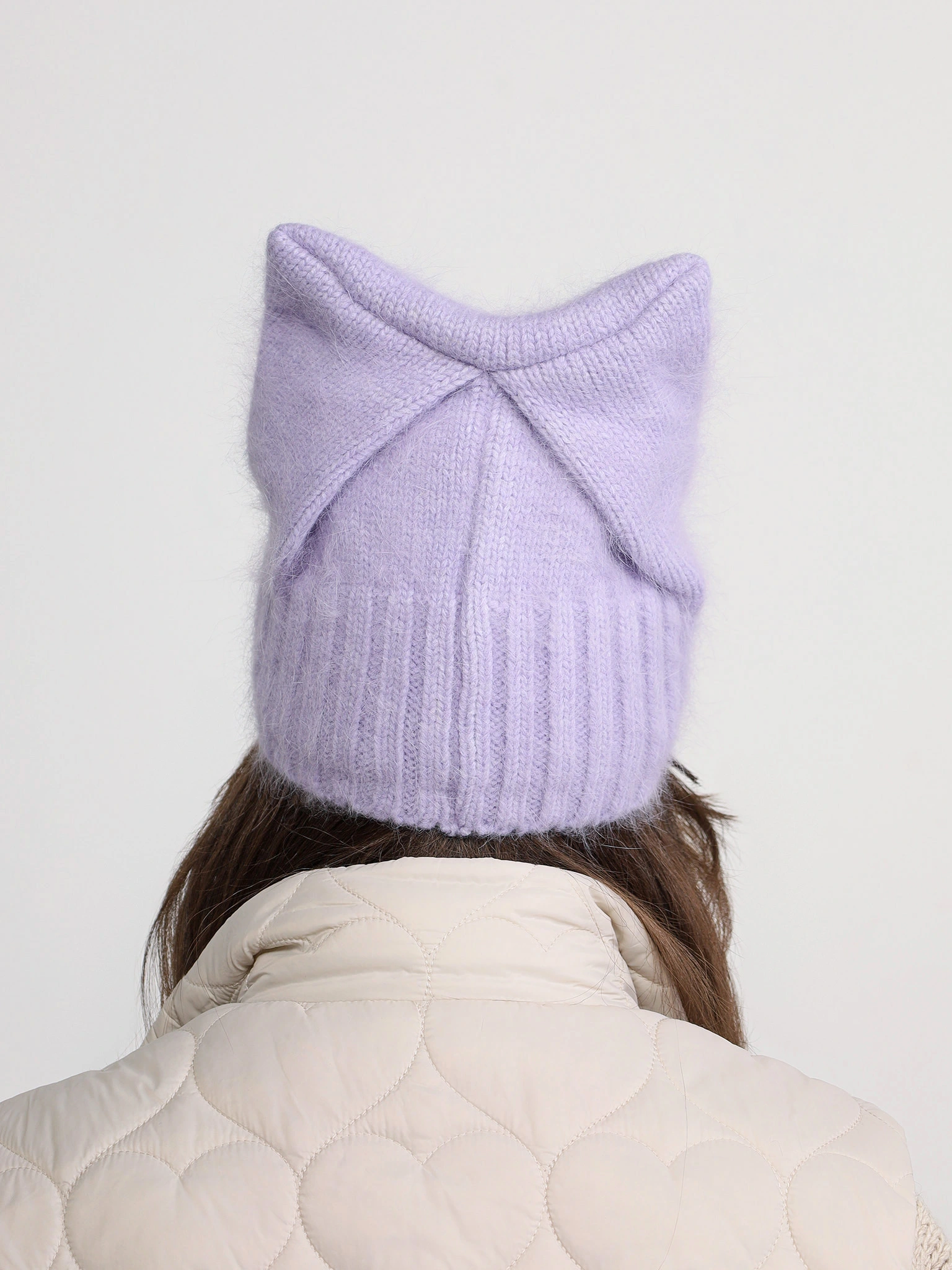 Шапка-бини из ангоры и нейлона с ушками в ассортименте